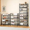 usikey 8 Tiers Narrow Shoe Rack 16-24 Pairs, Sturdy Metal Tall Shoe Rack with 4 Hooks, Slim Shoe Storage Organizer with Metal Shelf, Space Saving Vertical Shoe Shelf for Entryway Black UNYXJX016H