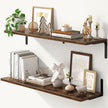 Fun Memories Deep Floating Shelves, 36W x 8D Floating Shelves Set of 2, Wall Mounted Shelf with Metal Brackets, Rustic Wood Wall Shelf for Bathroom, Kitchen and Living Room, Rustic Brown