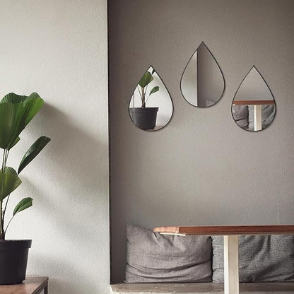 DECANIT Black Mirrors for Wall Decoration Teardrop Mirrors for Living Room Decor & Home Decor, Pack of 3