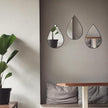 DECANIT Black Mirrors for Wall Decoration Teardrop Mirrors for Living Room Decor & Home Decor, Pack of 3
