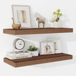 Fun Memories 24 Inch Floating Shelves for Wall, 9.3Inch Deep Floating Shelf, Extra Deeper & Thicker Wall Mounted Storage Shelf for Kitchen, Farmhouse, Walnut, 2 Pack