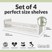 NATURE SUPPLIES Set of 4 Whitewashed Nursery Room Shelves 16.4'', Solid Wood Ideal for Books Toys and Decor, Wall Bookshelf Kids Bedroom, Bookshelf, Nursery Book Shelves, Floating Grey