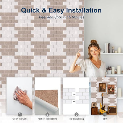WoveN SounD Brick Acoustic Wall Panels Seamless Visual, High Density, Sound Proof Wall Decor, Noise Blocker Felt Wall Tiles for Home, Studio, Office & Focus Zones (Deep & Light Camel), 16x12x0.4 Inch