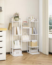 6 Tiers Vertical Shoe Rack, Narrow Shoe Tower, Tall Shoes Shelf with 2 Hooks, Adjustable Shelves, Corner Shoes Shelves for Small Spaces, Entryway, Living Room, White SR04213W