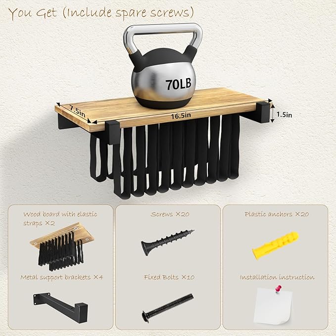 2 Set of Floating Bookshelf, Pine Wood Invisible Bookshelf, Hanging Bookshelves for Wall, Unique Space Saving Wall Bookcase (16.5L×8.7W×1.5H)
