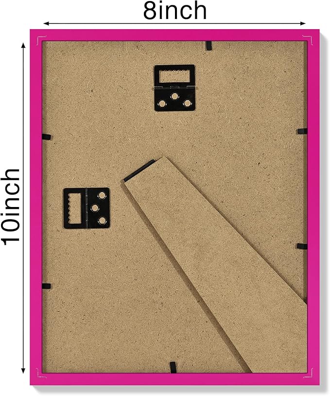Vittanly 8x10 Picture Frames Set of 4, Display Pictures 5x7 with Mat or 8x10 without Mat, Gallery Wall Frame Set for Wall or Tabletop, Engineered Wood with Shatter Resistant Plexiglass, Rose Red