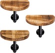 Navaris Industrial Pipe Shelf Set - 3 Small Rounded Wood Shelves with Shelf Brackets - 7.9
