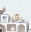 Peel and Stick Wallpaper Blue Wallpaper Geometric Wallpaper White Hexagon Modern Contact Paper 17.3”×393”Self-Adhesive Wallpape Removable for Bedroom Waterproof Shelf Liner Decal Vinyl Roll