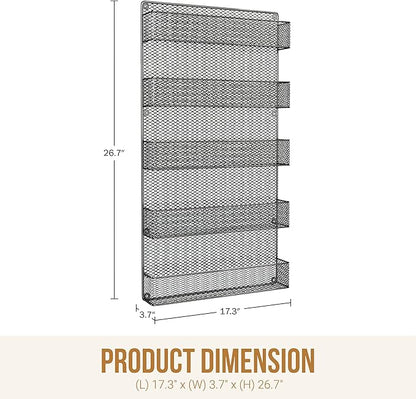 Spice Rack Organizer - Space-Saving Wall-Mount 5-Tier Wire Shelves for Pantry or Cabinets - Kitchen Organization and Storage by Home-Complete (Black)