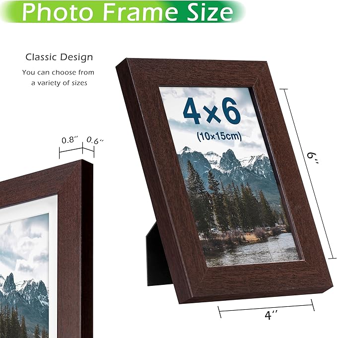 FrameWorks 2-Pack, 4x6 Picture Frame, Mahogany – Classic Wooden Photo Frame with Tempered Glass, Modern Matte Finish for Prints, Posters, Certificates & Wall Decor – Gallery-Ready