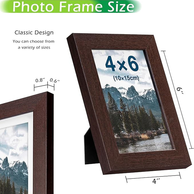 FrameWorks 2-Pack, 4x6 Picture Frame, Mahogany – Classic Wooden Photo Frame with Tempered Glass, Modern Matte Finish for Prints, Posters, Certificates & Wall Decor – Gallery-Ready