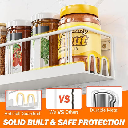 Spice Rack Wall Mounted 3 Pack, Space-Saving Spice Organizer for Spice Jars and Seasonings,Screw or Adhesive Hanging Spice Rack Organizer for Your Kitchen Cabinet,or Pantry Door White