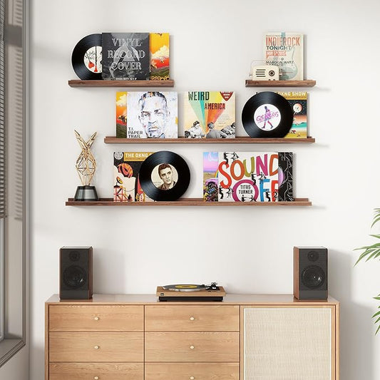 Floating Picture Ledge Shelves Set of 4, 24 Inch Shelves with Lip - Large Nursery Book Shelf for Toys Storage, Kids Bookshelf, Living Room, Bedroom Decor Frames