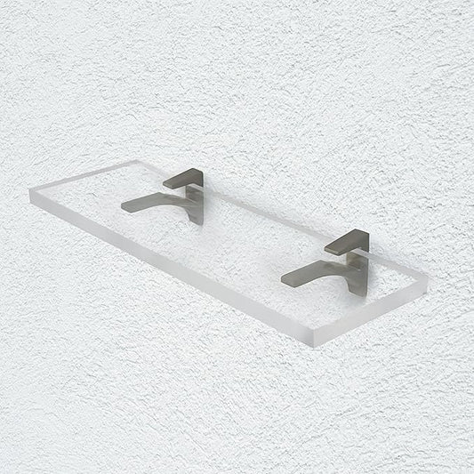 Clear Acrylic Shelves for Wall Storage, 6" W X 36" L, 3/4" Thick Wall Mounted Floating Shelves for Bedroom, Living Room, Bathroom,-‎Easy Installation with Screws and Brushed Nickel Brackets