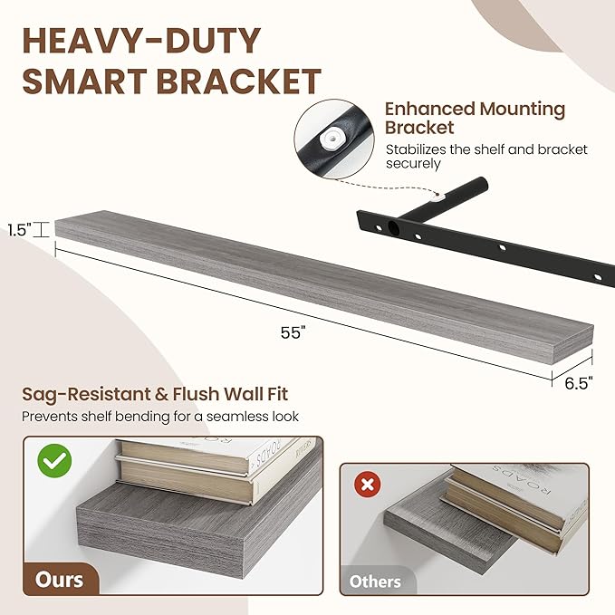 55 Inch Floating Shelves for Wall 2 Pack, 55