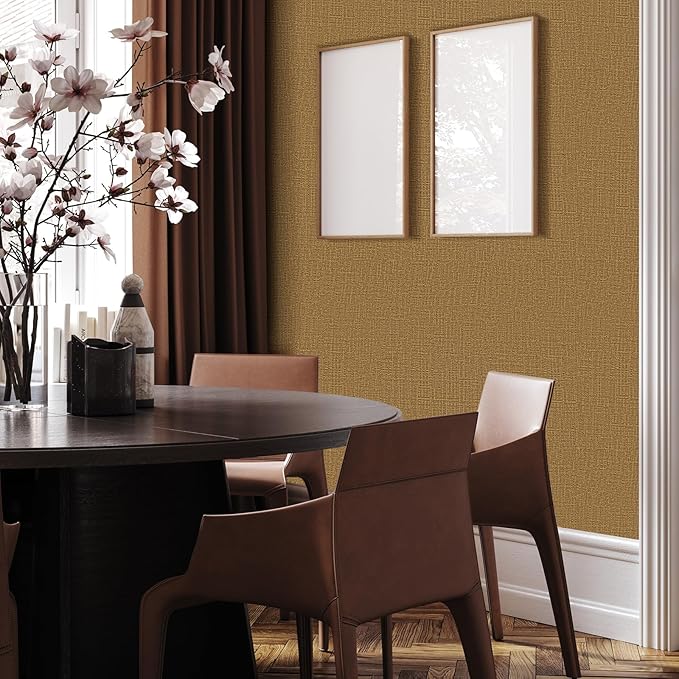 WADILE Grasscloth Peel and Stick Wallpaper 23.6in x 472in, Textured Contact Paper for Cabinets, Faux Linen Wall Paper Pull and Stick, Fabric Vinyl Wallpaper Self Adhesive Coffee