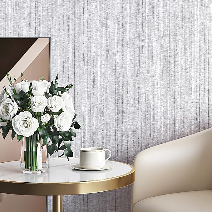 Livelynine 15.8x197 Peel and Stick Grasscloth Wallpaper White Textured Wall Paper for Bathroom Waterproof Grass Cloth Wallpaper Rolls for Walls Fabric Texture Contact Paper Self Adhesive Shelf Lining