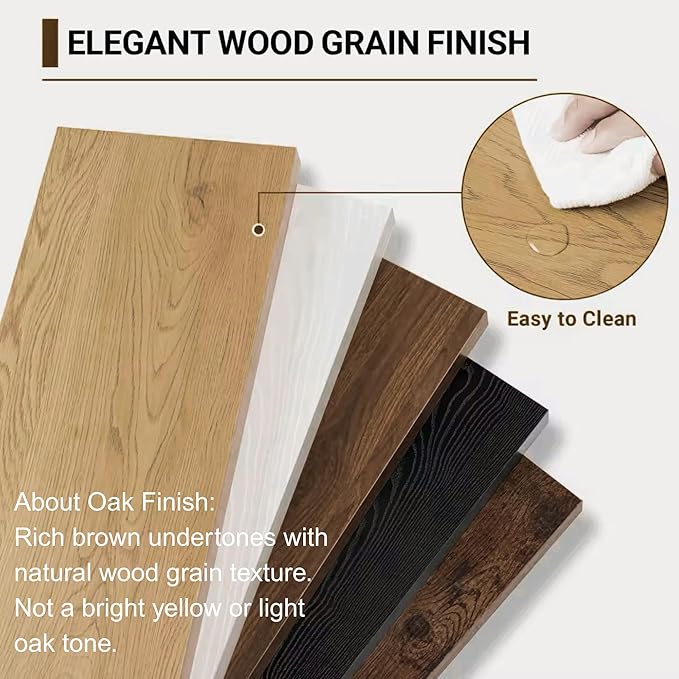 Vivelove 12 Inch Deep Floating Shelves 36 inch Long, 2 Inch Thick Wall Shelves with Invisible Brackets, Shelf for Bedroom Bathroom Living Room Kitchen Office Home Decor, Modern Shelf Set of 2, Oak
