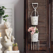 SOFE Farmhouse Wall Flower Pot, Distressed White Wall Planter Pitchfork Shaped, Metal Hanging Planter, Indoor Plant Hanger Vertical Garden Planter, Unique Planters Outdoor Wall Decor