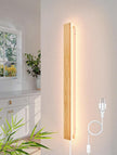 1 Pack Modern Plug in Long Wall Sconce 31.4‘’ LED Bamboo Wall Lights 24W Long Strip Indoor Wall Lamp 3000K with 6.5FT Plug in Cord and On/Off Switch on The Cord for Living Room Hallway Stairwell