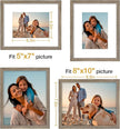 Vittanly 8x10 Picture Frames Set of 4, Display Pictures 5x7 with Mat or 8x10 without Mat, Gallery Frame Set for Wall or Tabletop, Engineered Wood with Shatter Resistant Plexiglass, Grayish Brown