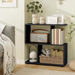 LOKO 3-Tier Geometric Bookshelf Set of 2, S-Shaped Open Bookcase, Freestanding Decorative Storage Shelving, Home Storage Organizer for Living Room, Bedroom, Home Office (2, Black)