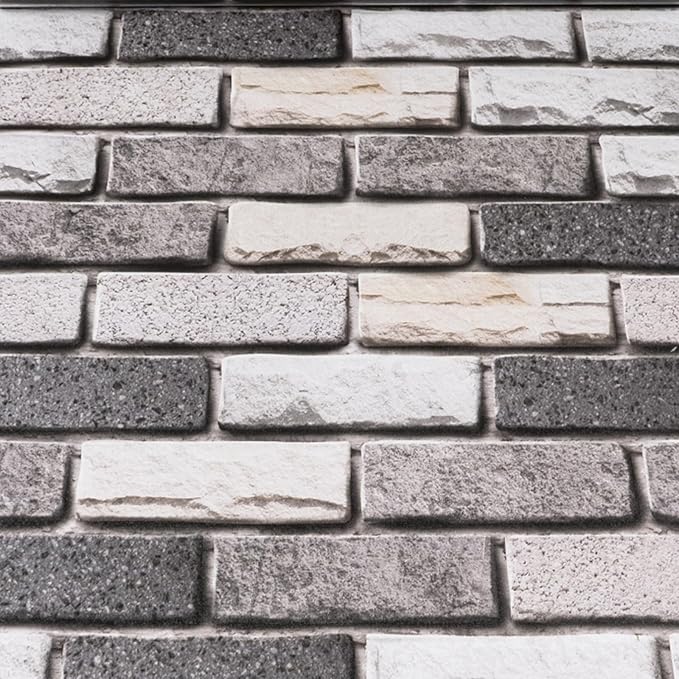 Yancorp 32.8ft Peel and Stick Wallpaper Dark Grey Stone Brick Wallpaper Self-Adhesive Backsplash Decorative Wallpaper Wall Covering…