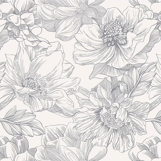 Ismoon Vintage Floral Wallpaper Peel and Stick Boho Beige and Gray Contact Paper 17.3inx6.5ft Removable Self Adhesive Wall Paper for Bathroom Bedroom Cabinet Mural Wall Decor Vinyl Renter Friendly