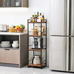 BYFU 4 Tier Bathroom Storage Open Shelf, Freestanding Metal Corner Storage Rack Shelving Unit for Bathroom Kitchen Living Room Hallway, Rustic Brown