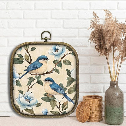 KSDUT Bird Wall Art Decor - Chinoiserie Neutral Mid Century Modern Wall Art Canvas Frame Hanging Prints, Vintage Landscape Square Wall Art Decor for Home Decorations 6.5"x5.7"