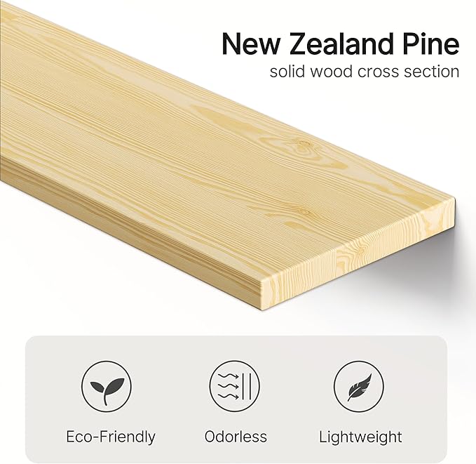 Vailando Floating Shelves for Wall, Set of 3 Solid Wood Wall Mounted Shelves, 23.6