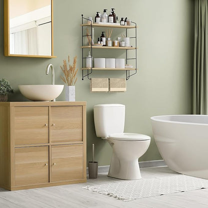 Sorbus 3-Tier Floating Bathroom Shelves for Wall - Wood Wall Storage for Towels, Over The Toilet Storage Cabinet, Gaming Floating Shelves, Bathroom Accessories, and Home Decor (Maple)