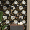 Peony Floral Wallpaper Peel and Stick Gold Leaf Contact Paper Modern Floral Wallpaper Self Adhesive Waterproof Boho Botanical Wall Paper for Room Shelves Cabinet Drawer Table Decor 17.5