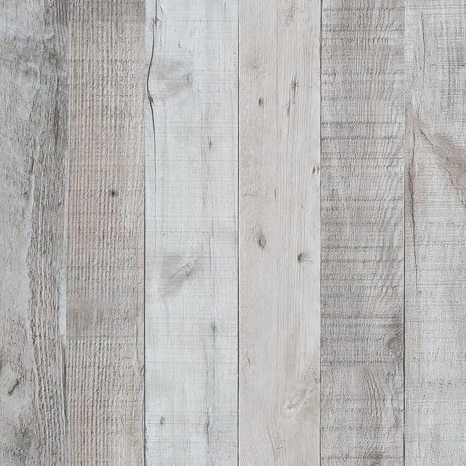 WENMER Gray Shiplap Peel and Stick Wallpaper, 17.71'' x 590'', Vintage Wood Texture, Self-Adhesive, Waterproof, Covers 72.56 sq.ft.