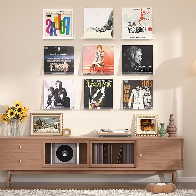 upsimples 18 Pack Vinyl Record Wall Mount Shelves, 12