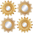 Jetec 4 Pcs Big Sunburst Wall Mirror Gold Vintage Mirror Set for Wall Metal Hanging Round Decorative Mirrors Accessories Modern Present for Living Room Bedroom Entryway Home Decor 10 Inch