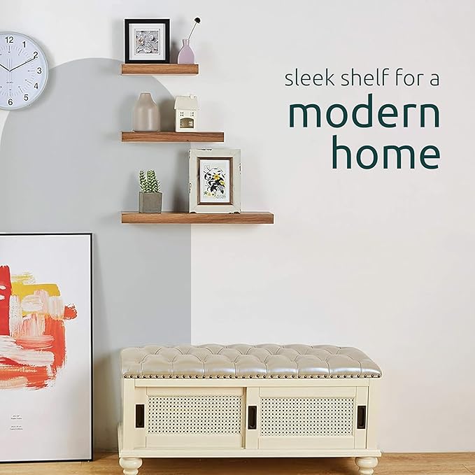 kieragrace Stockholm Maine Floating Wall Shelves - White, 12", 16", 24", Set of 3