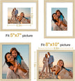 Vittanly 8x10 Picture Frame Set of 4, Display Pictures 5x7 with Mat or 8x10 without Mat, Engineered Wood with Shatter Resistant Plexiglass, Wall Gallery Photo Frames for Wall or Tabletop, Natural