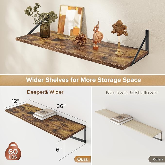 Deep Floating Shelves Wall Mounted, 36