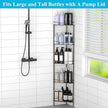 5 Tier Floor Standing Corner Shower Caddy Organizer Shelf with Hooks, Bathroom Shelves Stand Rack, Bronze