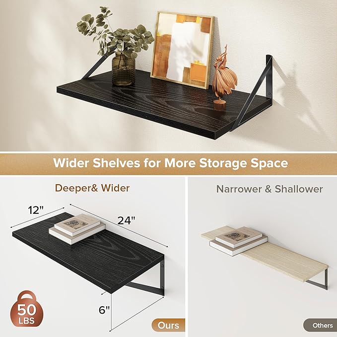 Deep Floating Shelves Wall Mounted, 24