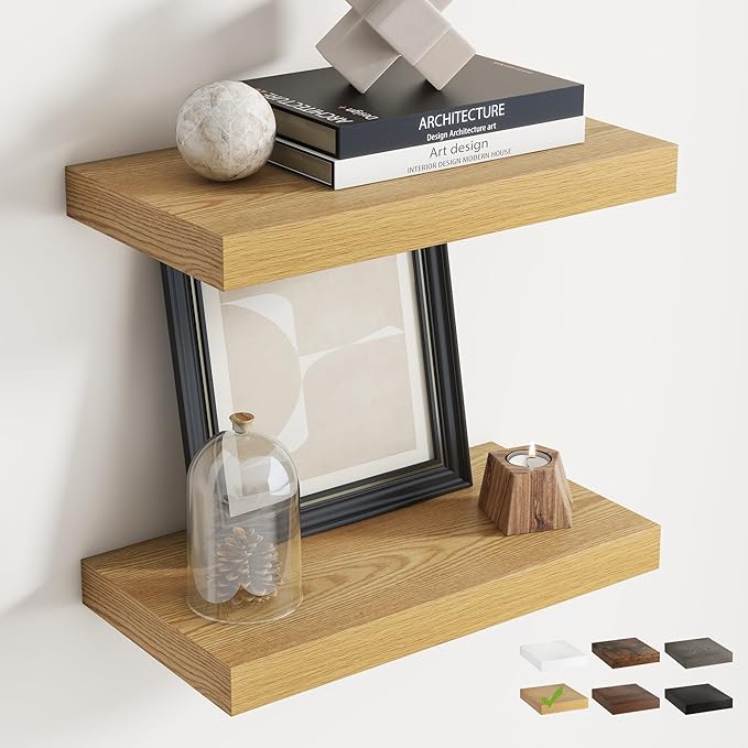 16 Inch Floating Shelves for Wall Set of 2, 8