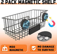 ULIBERMAGNET Magnetic Baskets, Large Capacity Metal Wire Mesh Basket Holder Organizer for Sundry Tool Storage, Magnetic Shelf for Garage, Laundry, Kitchen, Workshop, Cabinet(2 Pack)