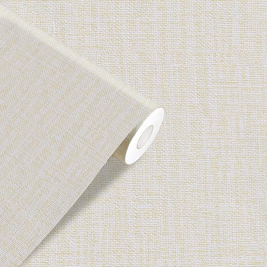Yancorp 15.7"x787"/65.6' Textured Fabric Wallpaper Faux Grasscloth Peel and Stick Wallpaper Self-Adhesive Linen Removable Wall Paper Cabinets Cream