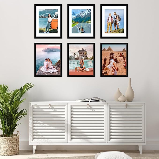 FIXSMITH 11x14 Picture Frame, Black Photo Frame with HD Plexiglass, Display Pictures 8x10 with Mat or 11x14 Without Mat, Picture Frames Collage for Wall Display, 2 Pack