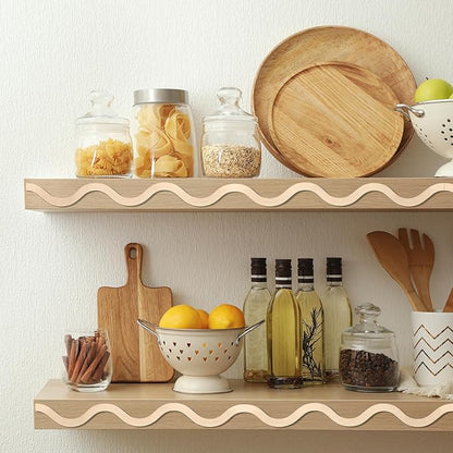 Ripeng Unfinished Scalloped Decorative Wood Trim 15.75 x 2.9 Inch Scalloped Wood Molding Cute DIY Moulding Trim for Home Wall Cabinet Shelf Window Door(12 Pcs,Elegant Style)