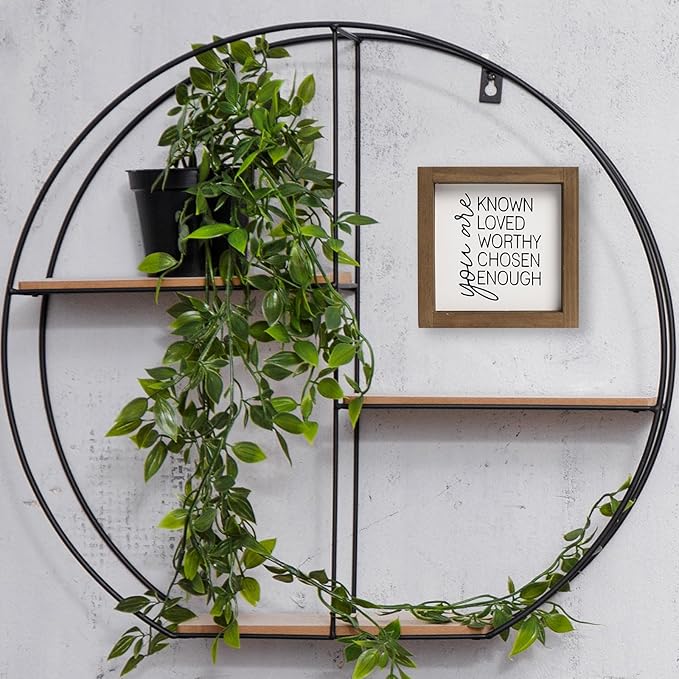 flangairy You Are Known Loved Worthy Chosen Enough Inspirational Sign, 6 Inch Wooden Positive Affirmations Wall Art Decor, Office Bedroom Bathroom Table Shelf Home Decorations