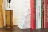 Fox Run Triangular 100% Natural Polished White Marble Bookends 4 x 3 x 6 inches