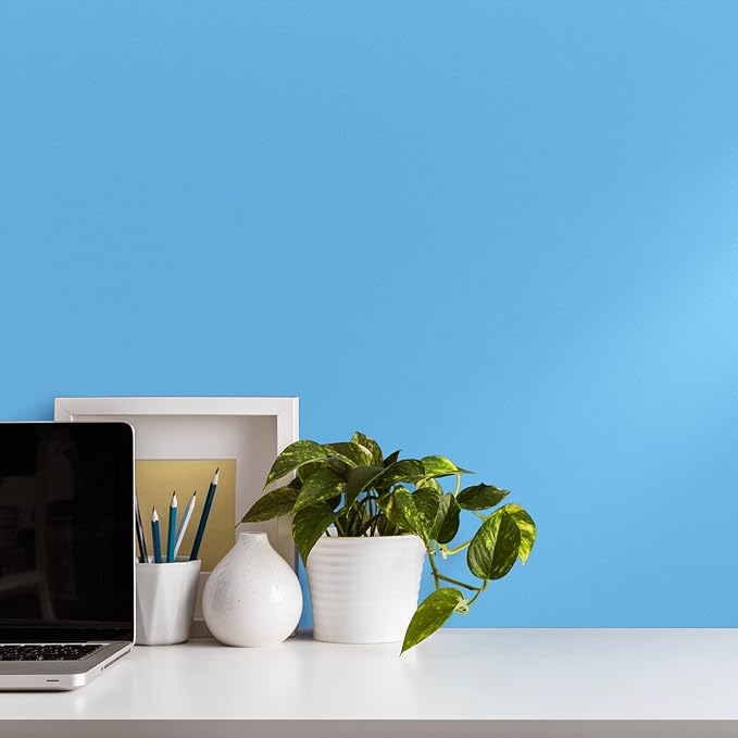 VEELIKE Thick Sky Blue Wallpaper Peel and Stick Blue Contact Paper for Cabinets Shelf Drawer Liners 24''x354'' Self Adhesive Renter Friendly Matte Solid Color Wallpaper for Bedroom Boys Room Bathroom