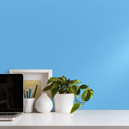 VEELIKE Thick Sky Blue Wallpaper Peel and Stick Blue Contact Paper for Cabinets Shelf Drawer Liners 24''x354'' Self Adhesive Renter Friendly Matte Solid Color Wallpaper for Bedroom Boys Room Bathroom